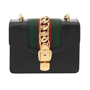 Gucci Sylvie leather chain crossbody bag black
